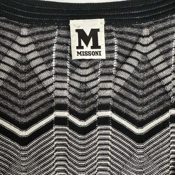 Missoni Cardigan Black & White Zig Zag Woven Open Front Long Sleeve size Large - Picture 2 of 10